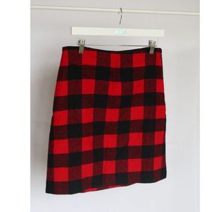 Talbots Buffalo Check Mini Skirt Red Black Wool Blend Lined